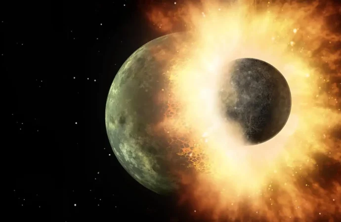 O planeta árido tornou-se azul após um impacto cósmico