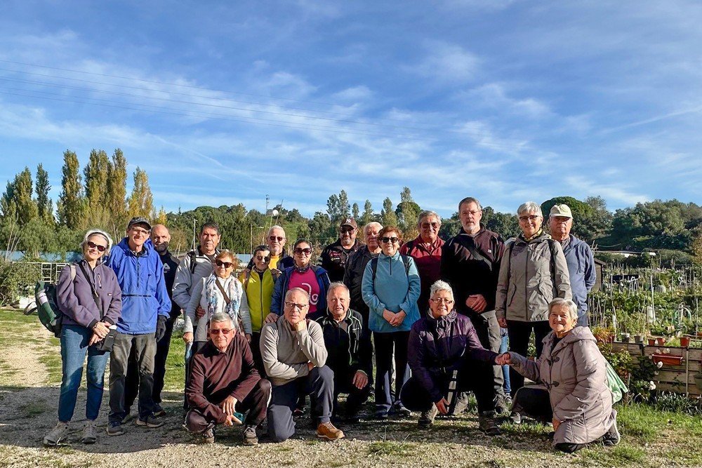 Passeio comunitário entre cultivadores de hortas