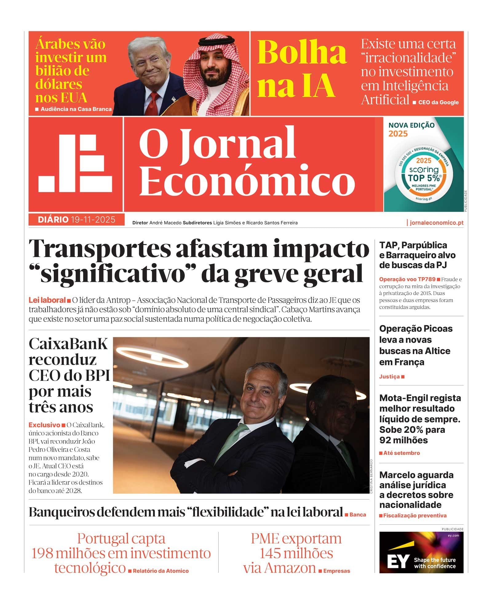 Anúncios do Mercado Financeiro em 19 de Novembro