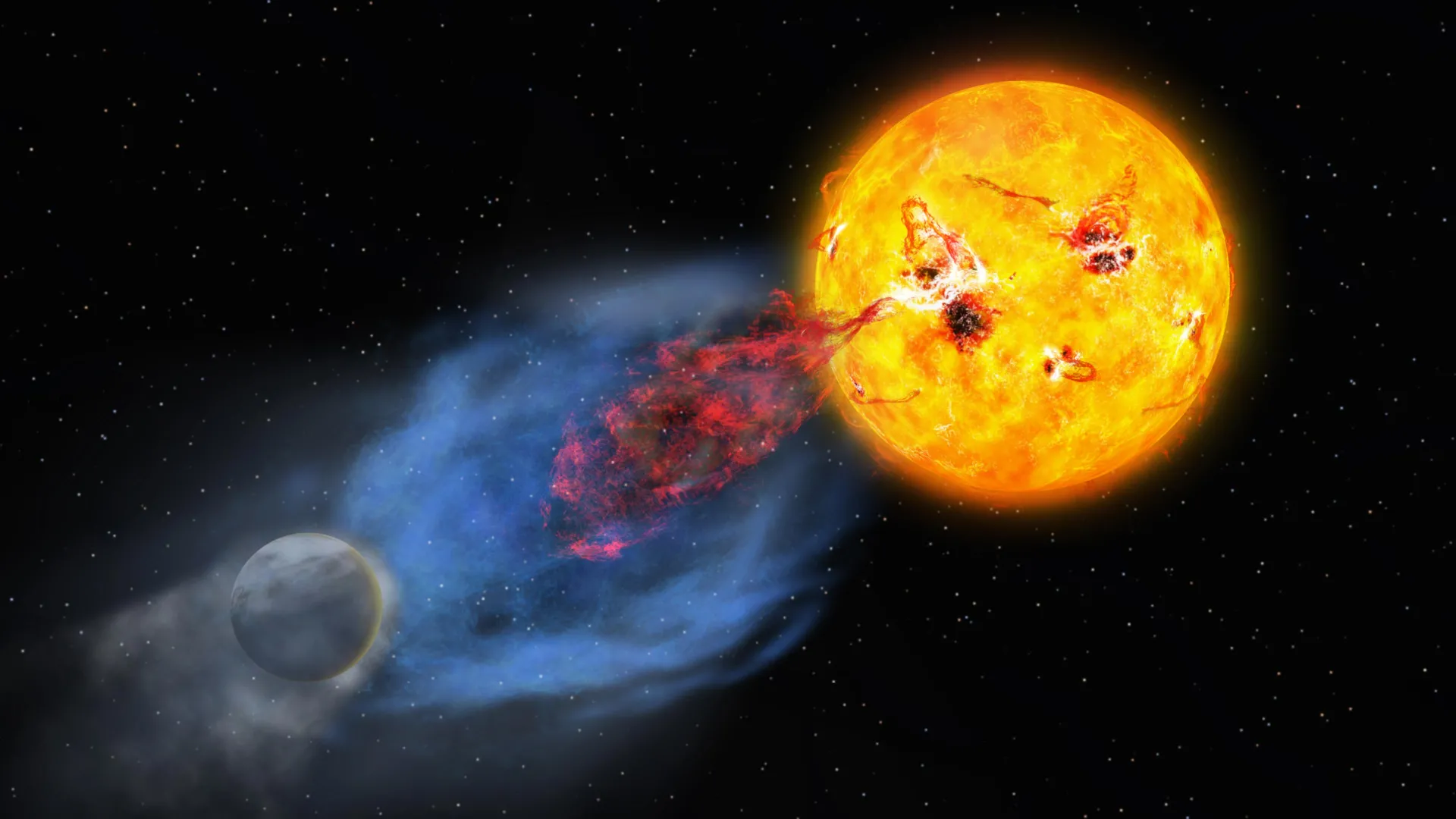 Astrônomos registram uma explosão super-vulcânica intensa de uma estrela jovem.