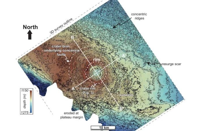 Cratera Oculta de 8 Quilômetros Sob o Atlântico Revelada em Impressionante 3D