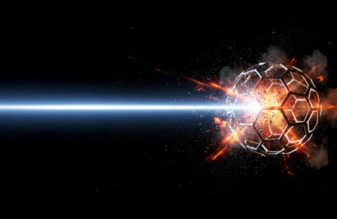 Filmes de raios X mostram como lasers intensos destroem uma bolinha de carbono.