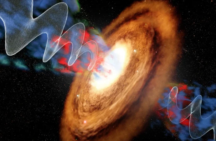 Webb identifica colossal erupção galáctica com 10 quatrilhões de bombas de hidrogênio a cada segundo.