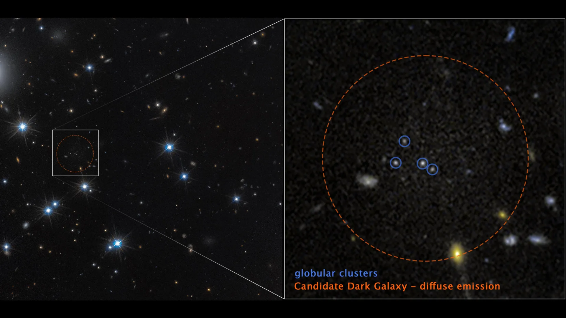 Hubble da NASA detecta quase imperceptível "galáxia fantasma" composta por 99% de matéria escura