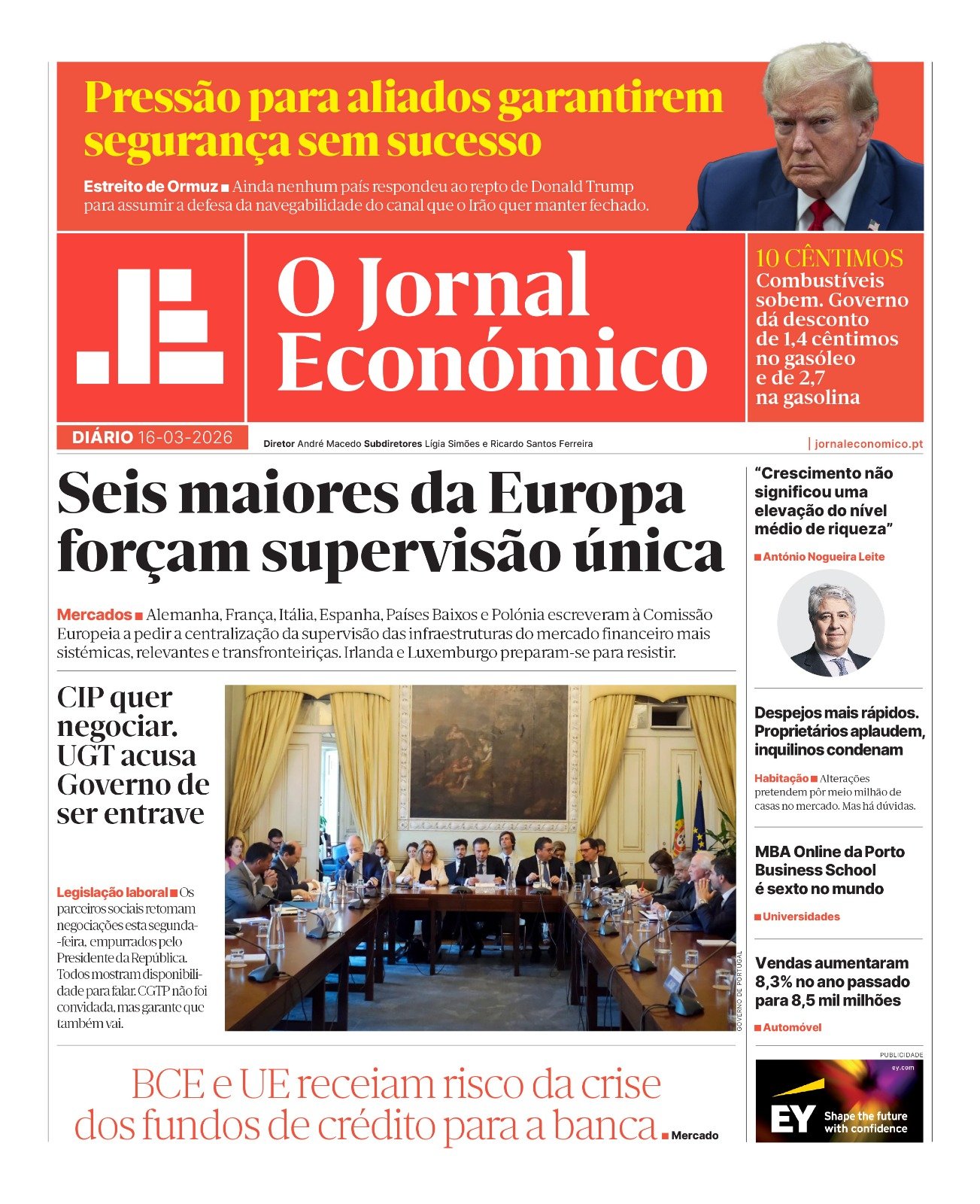 A abertura do Jornal Financeiro de 16 de março