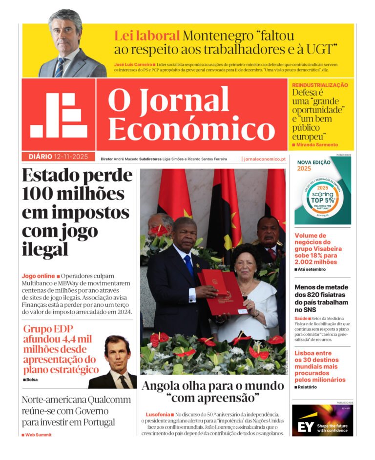 A página inicial do Diário Financeiro de 12 de novembro