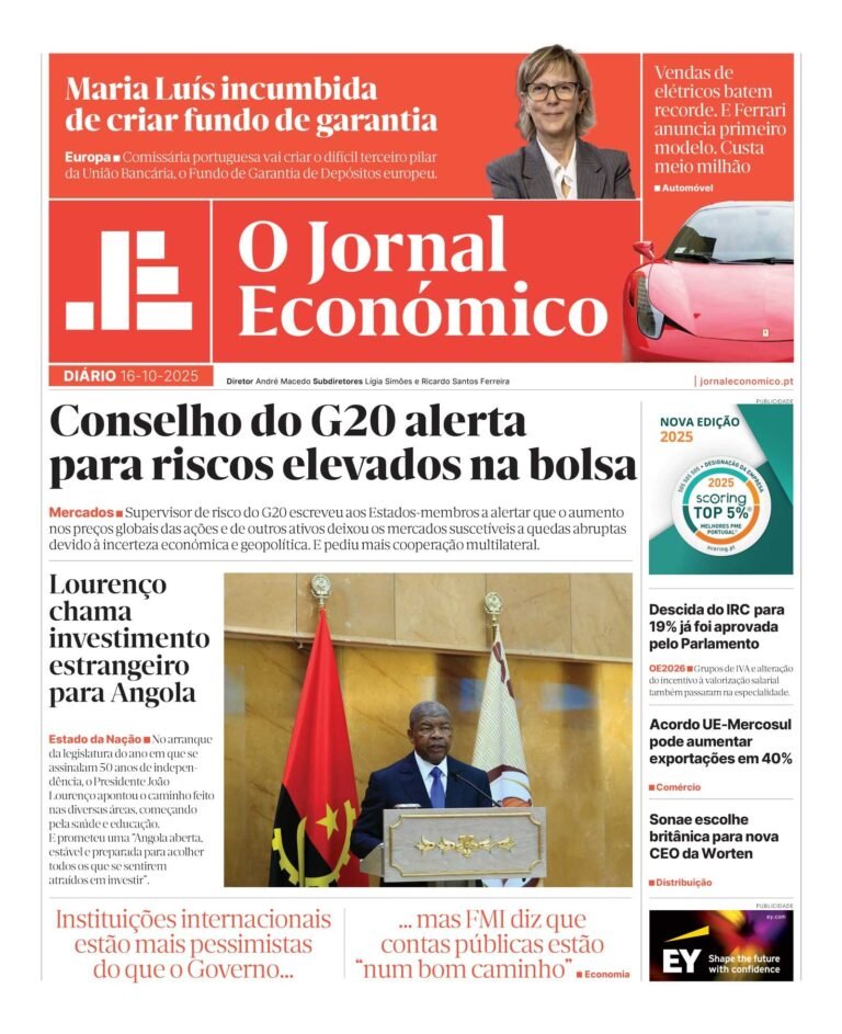 A capa do Jornal Financeiro de 16 de outubro