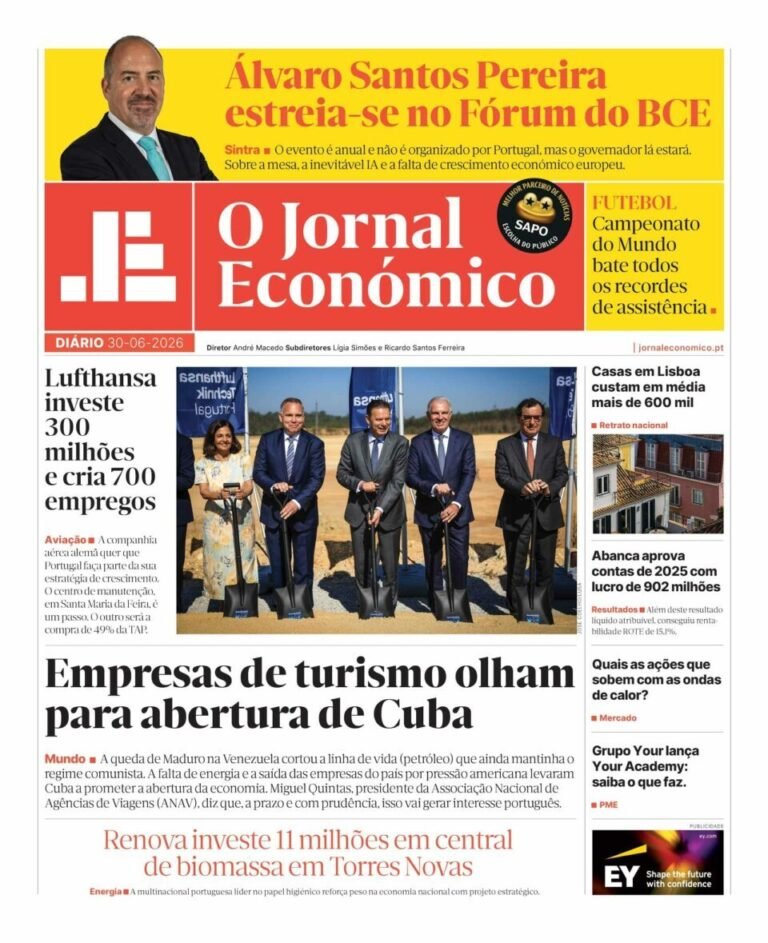 Temas em Destaque do Jornal Financeiro de 30 de Junho
